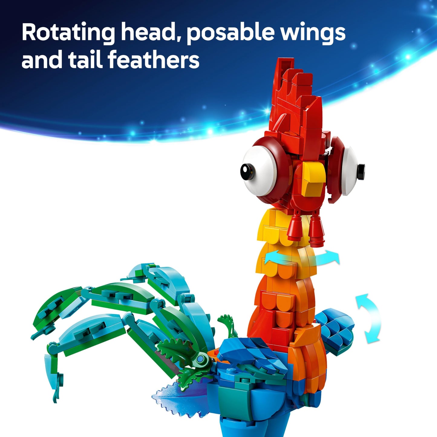 LEGO | Disney Moana 2 Heihei Building Toy - Play and Display Animal Figure with a Rotating Head, Posable Wings & Tail Feathers plus a Stand - Birthday Gift for 9+ Year Old Girls - 43272
