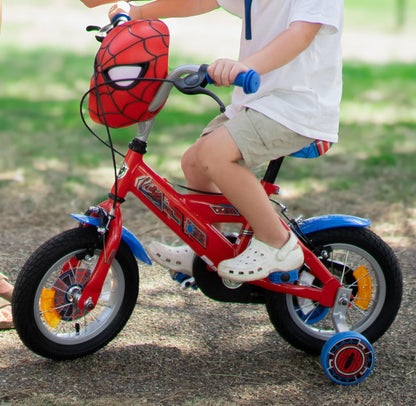 Huffy Spiderman Boys Bike12 inch Marvel Bike with Light & Sound Mask Feature for Kids ages 3-5 years, Red