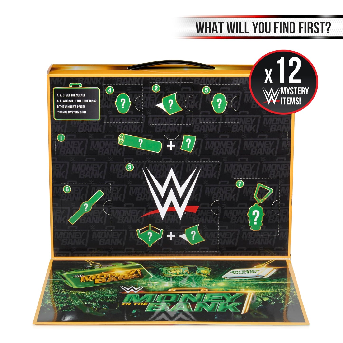 WOW! Stuff WWE Money in the Bank Mystery Gift Pack | 14+ WWE Surprises | Including Exclusive Thumb War Superstars, Custom Ring, Stickers & Slap Band | Collectible Briefcase Pack with Hidden Reveals