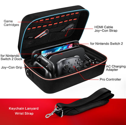 ivoler Nintendo Switch 2 carrying case with soft lining, holds 20 games and accessories in a durable protective messenger bag.