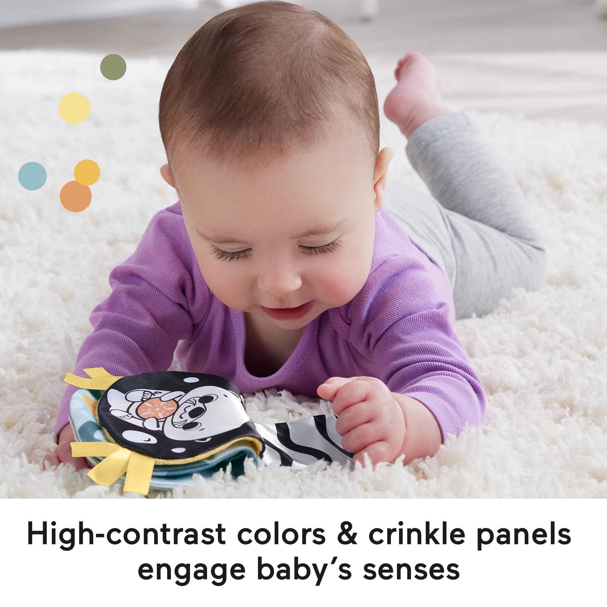 Fisher-Price 2-in-1 Rockin’ Tummy Time Otter plush toy with soft sensory book for newborns age 0+ months, plush and colorful.