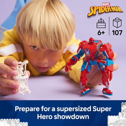 LEGO Marvel Spider-Man Mech vs. Anti-Venom set with two minifigures for imaginative play, suitable for ages 6 and up.