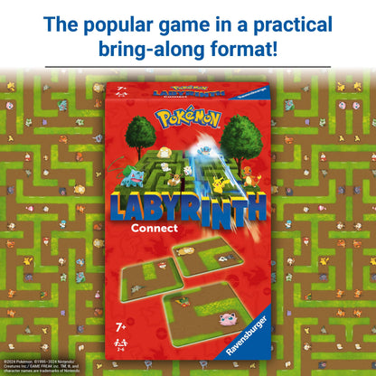 Ravensburger Pokemon Labyrinth Connect game box featuring colorful game pieces and a labyrinth board for family fun.