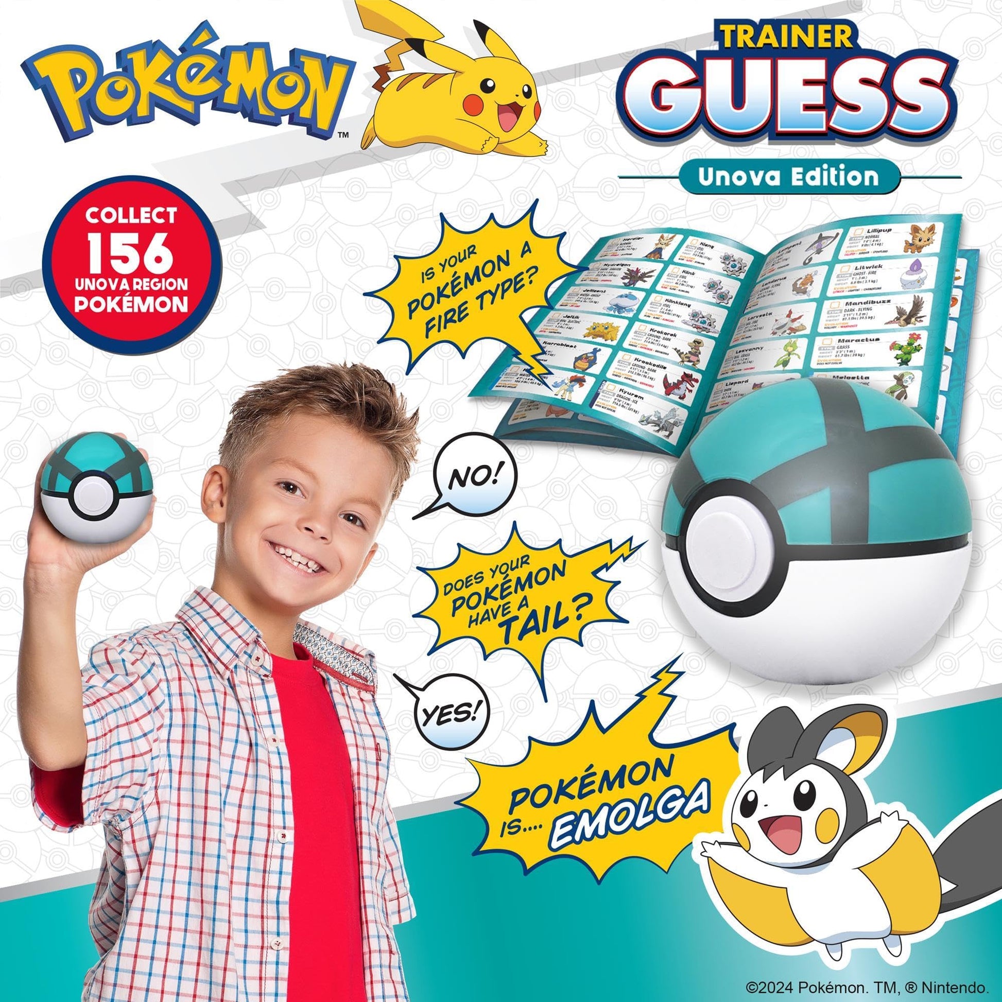 Pokémon Trainer Guess Unova Edition game with electronic voice recognition and iconic Pokémon characters.