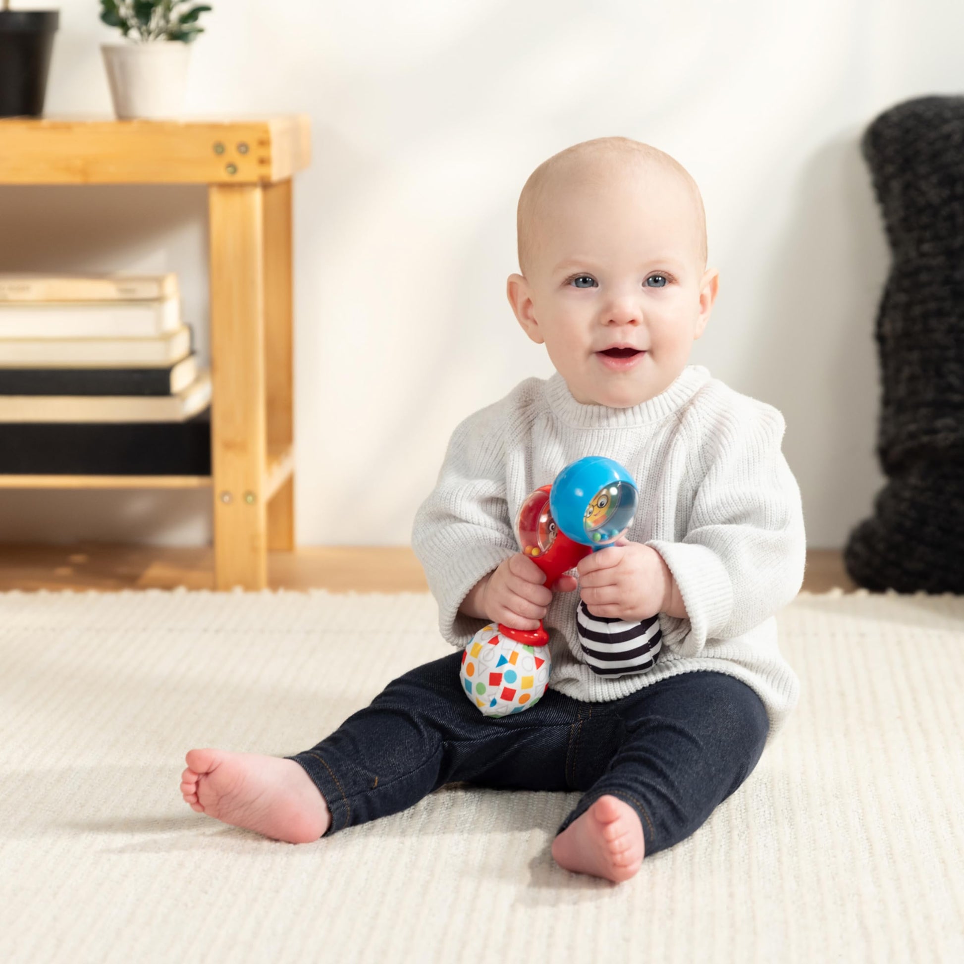 Baby Einstein Shake & Groove Toy maracas for babies 3+ months, colorful musical instrument toy for early sensory play.