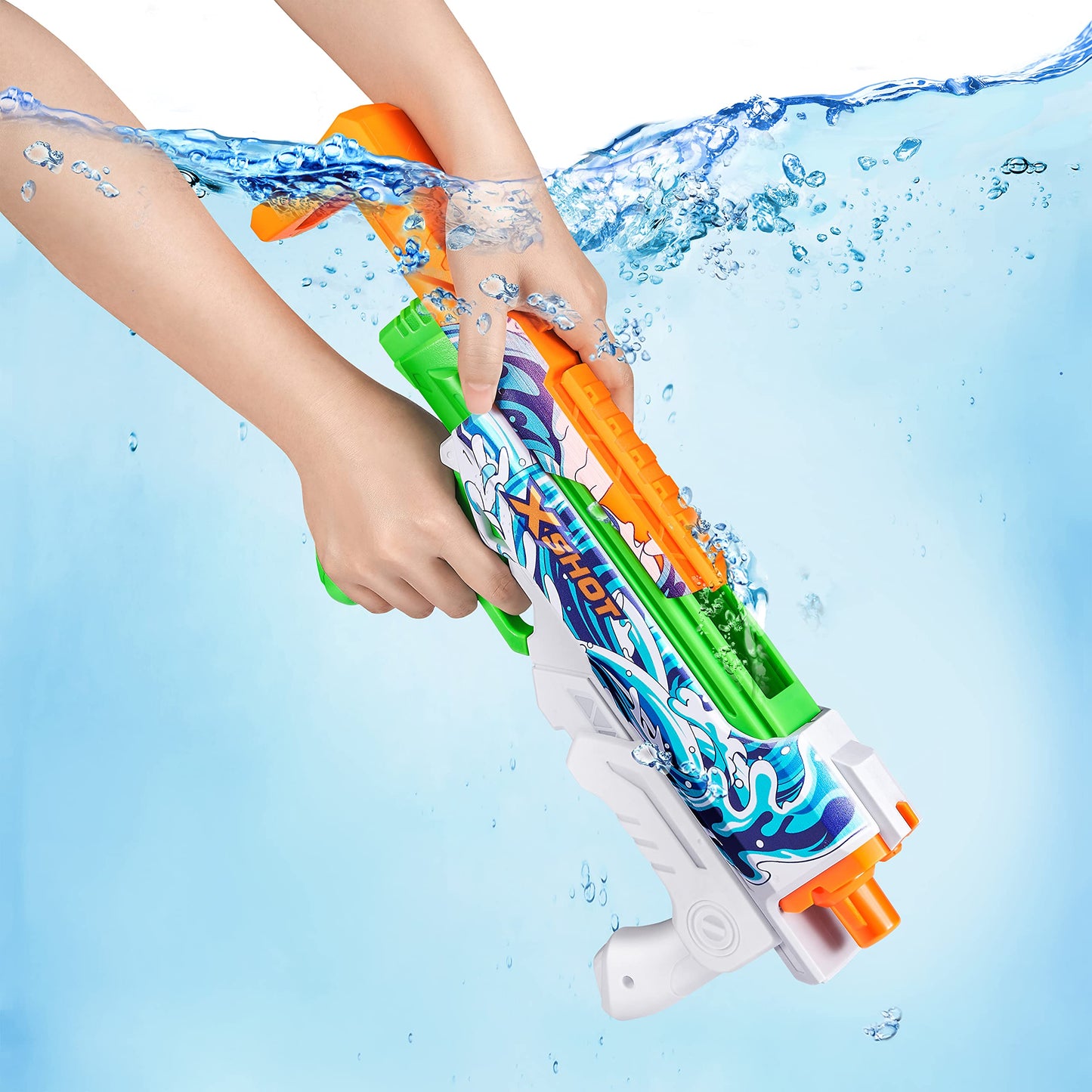 XSHOT Water Fast-Fill Skins Hyperload Water Blaster, Summer Outdoor Pool Toy (2 Pack), Mailer Box, [Various], White