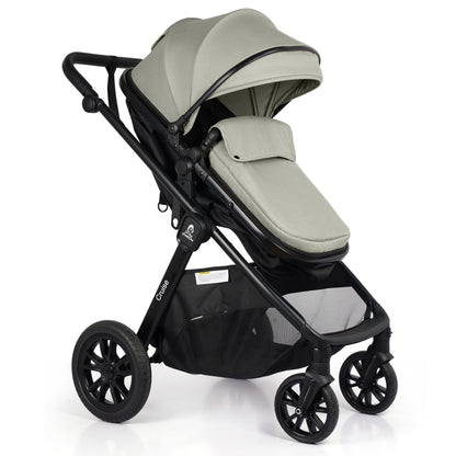 For Your Little One Cruise 3-in-1 Travel System with i-Size Car Seat, Stroller, 13kg Pram, Height Adjustable Handle, Pram, Newborn 0-4 Years Free Raincover and Cupholder (Pebble Sage)