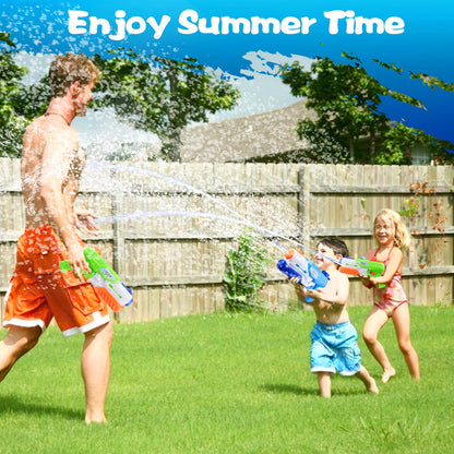 Yojoloin water pistol pack with two 1200ml water guns, outdoor water blasters for kids and adults, ideal for summer garden and pool fun.