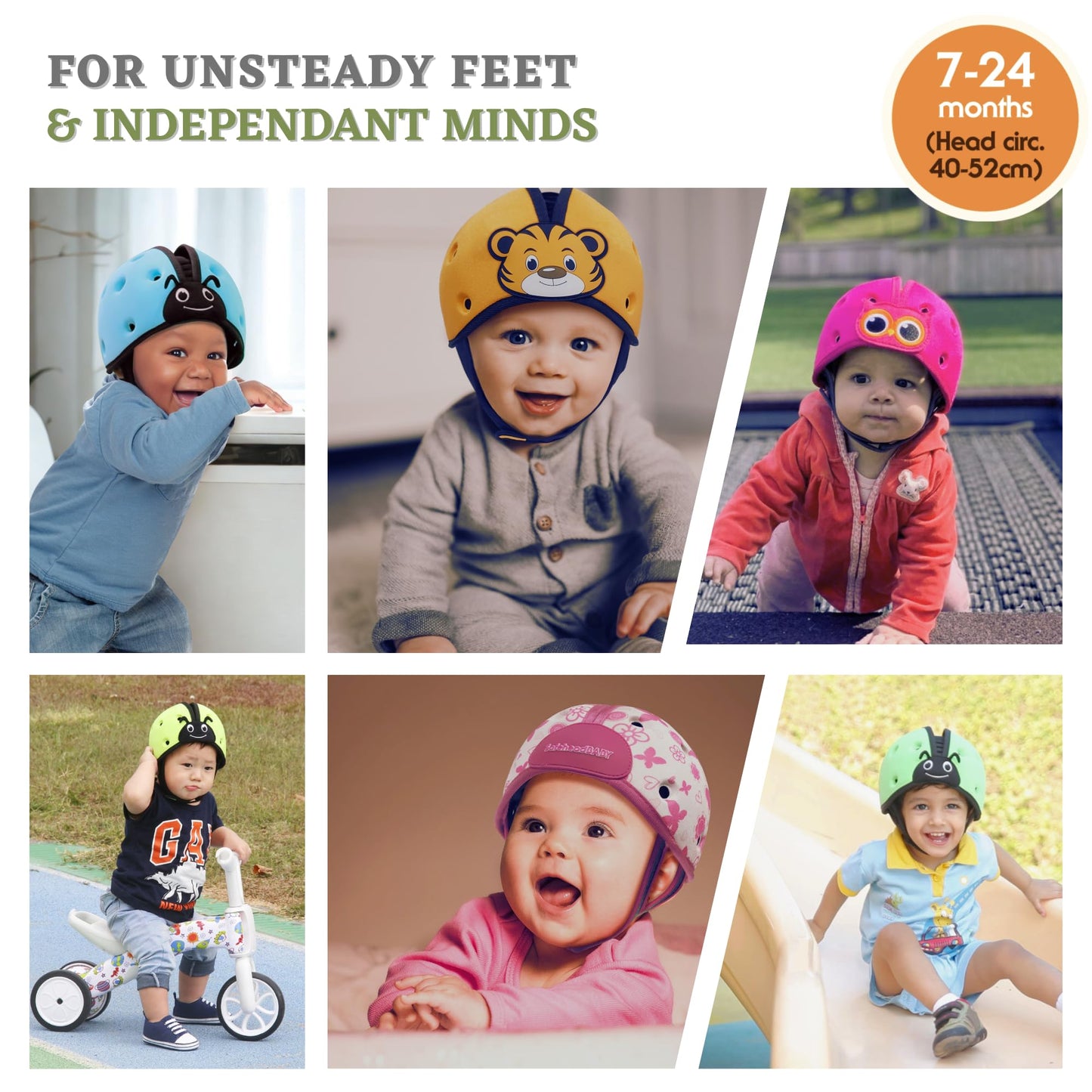 SafeheadBABY Award-Winning Infant Safety Helmet Baby Helmet for Crawling Walking Ultra-Lightweight Baby Head Protector Expandable and Breathable Toddler Head Protection Helmets - Ladybird Orange