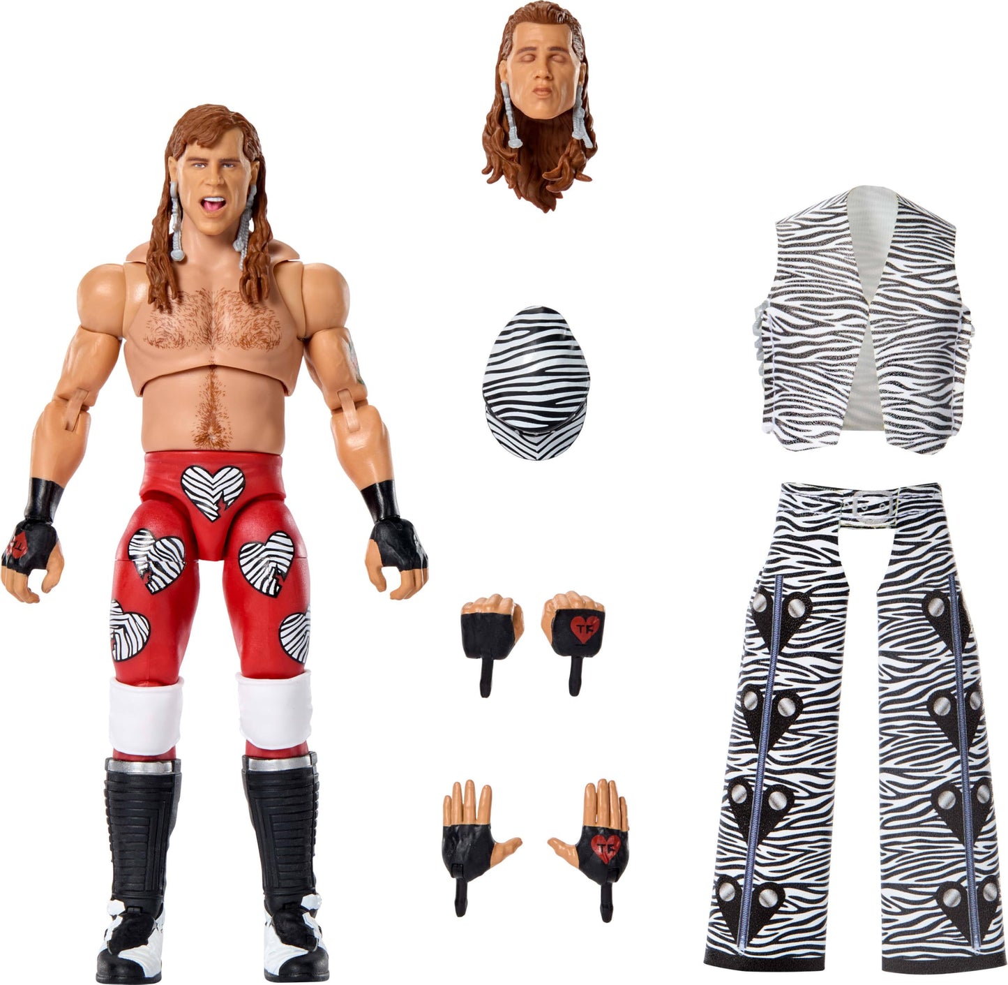 Mattel WWE Ultimate Edition Action Figure & Accessories Set, Shawn Michaels 6-inch Collectible with Swappable Heads & Hands, 30 Articulation Points, JKD31