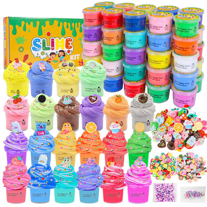 Set of 15 mini butter slime containers from FODYNE with colorful cotton candy and fruit scents, soft, non-sticky, DIY stress relief toys for kids