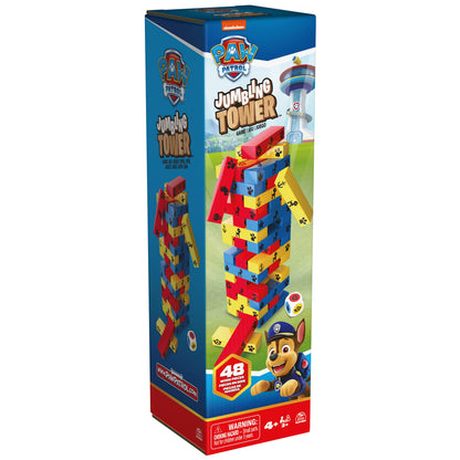PAW Patrol Jumbling Tower by Spin Master Games, Stacking Building Toppling Colourful Wood Game for Kids PAW Patrol Toys, for Preschoolers Ages 4 and up