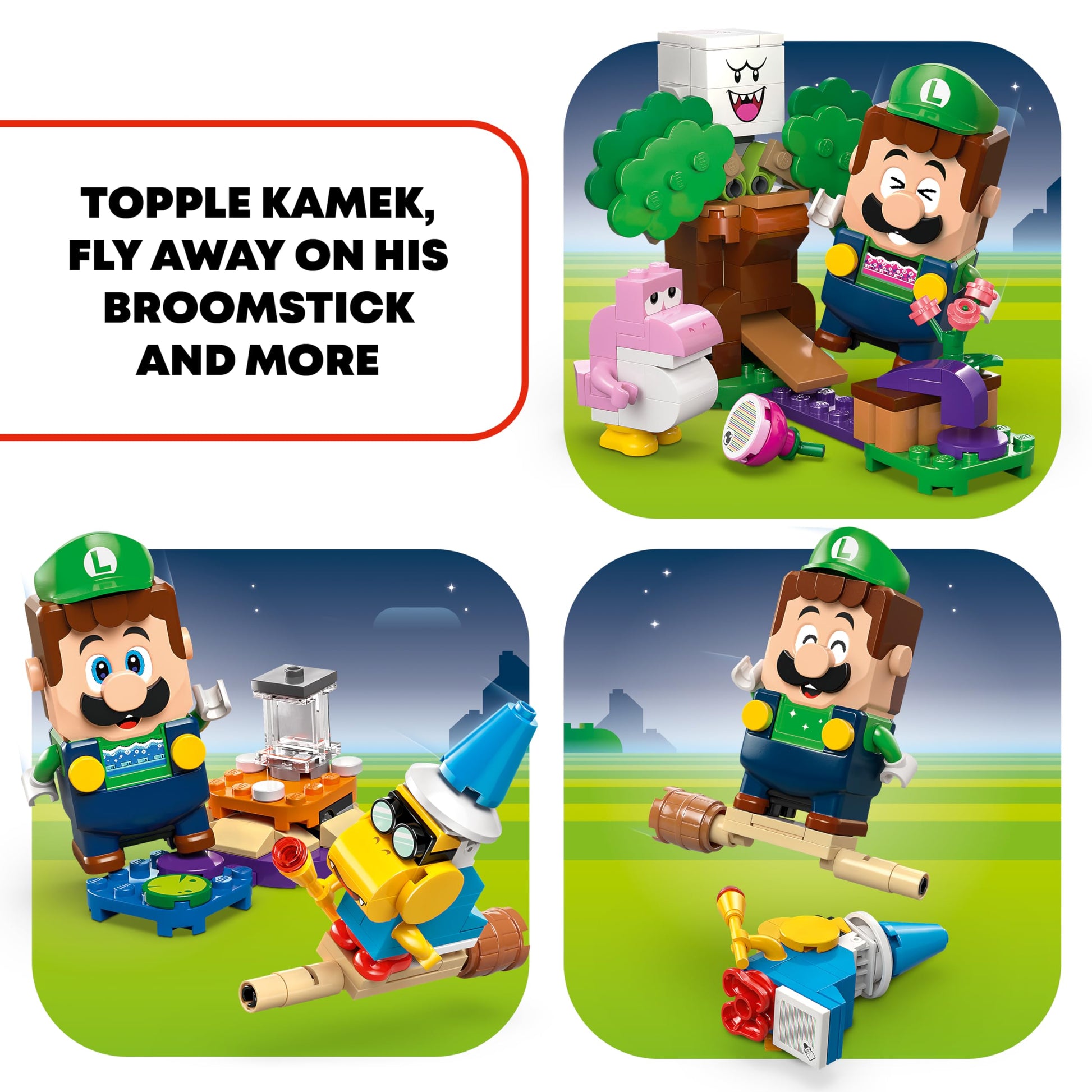 LEGO Super Mario Adventures set featuring LEGO Luigi toy, pink Baby Yoshi figure, garden playset, for kids and gamers.