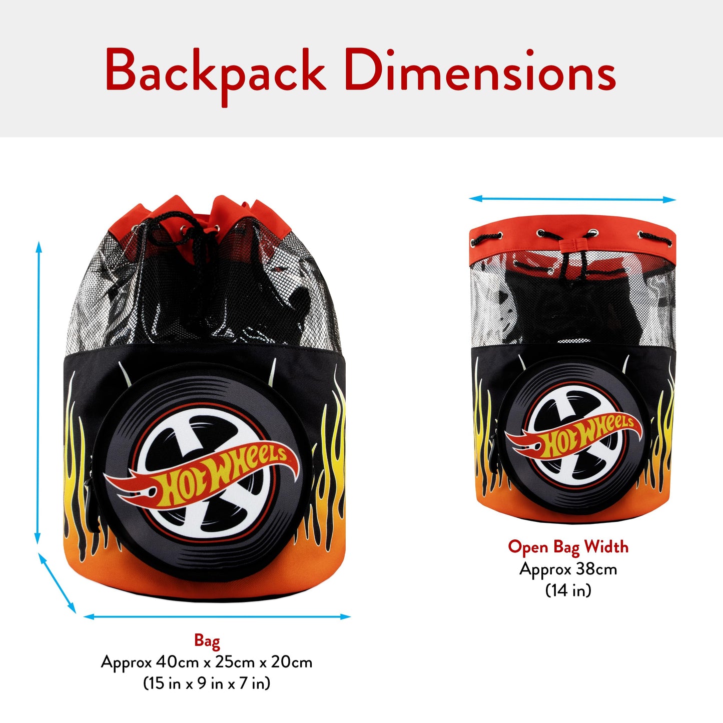 Hot Wheels Boys Swim Bag, Boys Swimming Bag For Summer, Drawstring Bags For Children, Official Merchandise, One Size Black