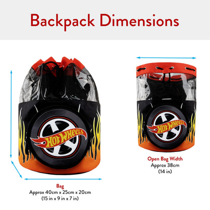 Hot Wheels Boys Swim Bag, Boys Swimming Bag For Summer, Drawstring Bags For Children, Official Merchandise, One Size Black