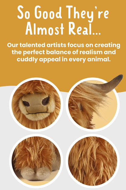 Living Nature Highland Cow Brown Soft Toy Farm Toy | Soft Toy Gift for Kids | 22 cm