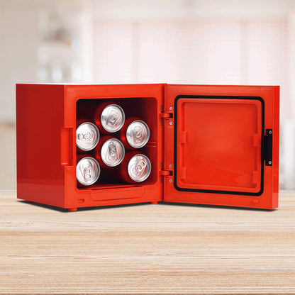 Menkind UKONiC Minecraft TNT Block mini fridge with AC/DC power, 6-can capacity, featuring a pixelated TNT design.