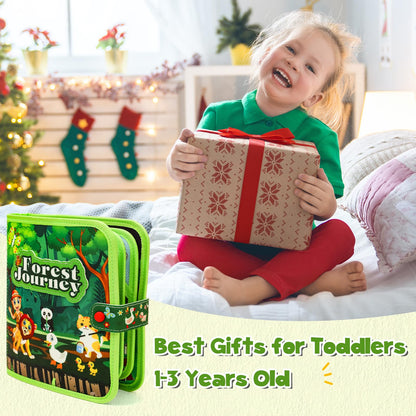 LZDMY Baby Montessori Busy Book for 2 3 Year Olds Boys Girls, Toddlers Educational Sensory Activity Books,Forest Animals Book Busy Board, Babies Birthday Gifts