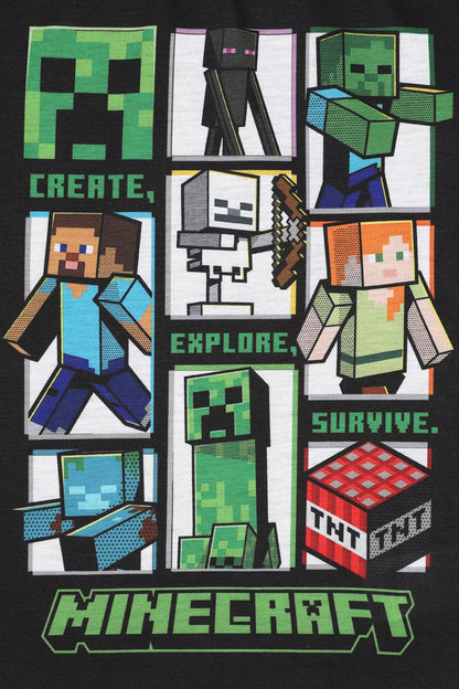 Minecraft Boys Girls Long Gaming Kids Pyjama Set (11-12 Years) Black