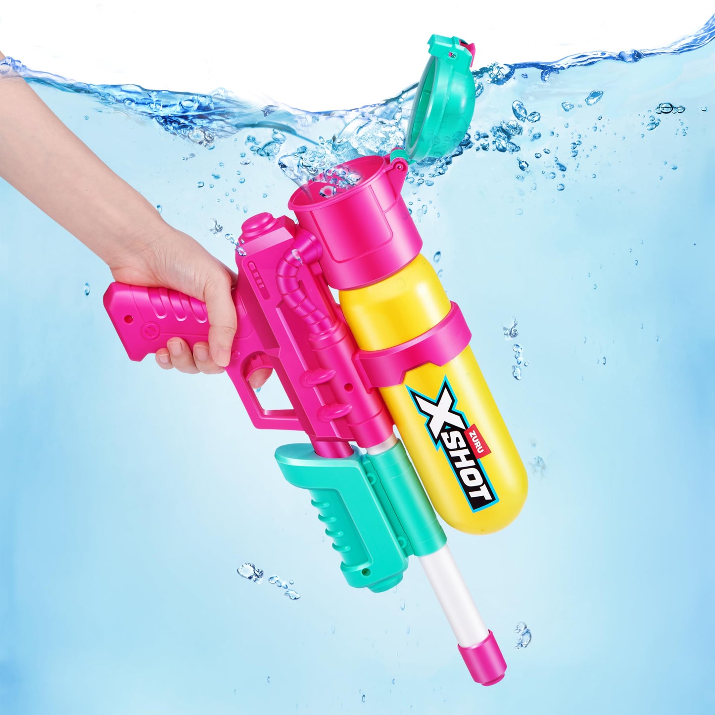 XSHOT Water Fast-Fill 80s Super Splash water blaster in purple with 33ft range and 500ml tank, outdoor summer water toy for kids