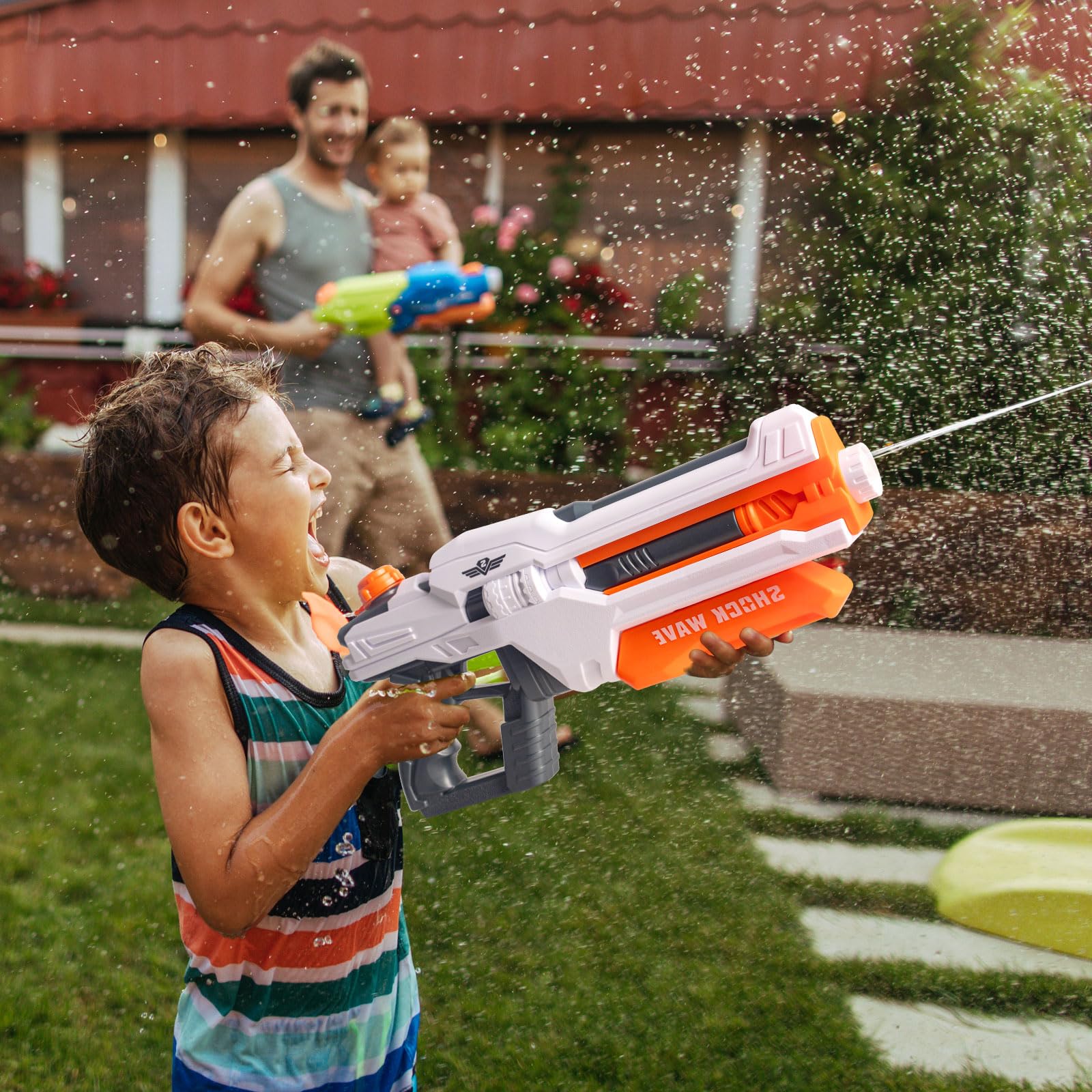 YIYAYOO big water gun for kids and adults, powerful water pistol with 30-40ft range, large 1300cc water blaster for outdoor summer fun