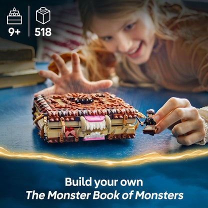 LEGO Harry Potter Chomping Monster Book of Monsters toy with chomping mouth and Neville Longbottom minifigure.