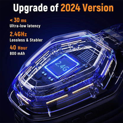 Ozeino Wireless Gaming Headset, Compatible with PC Ps5 Ps4 Boasts 2.4GHz Lossless Audio, USB & Type-C, Flip Microphone and 40-Hr Battery - Suited for Switch, Laptop, Mac