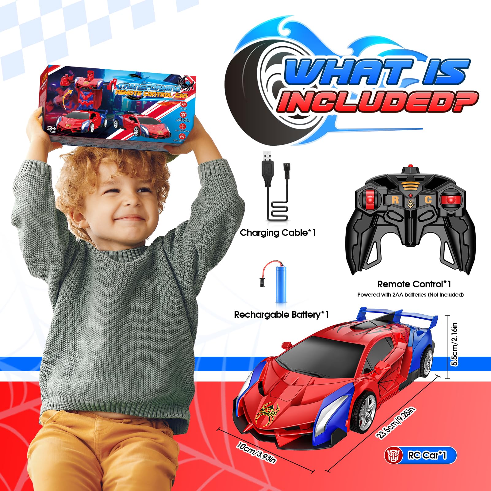Braxel transforming remote control robot car for kids, featuring 360° rotation and 2-in-1 design for boys and girls ages 3-12.