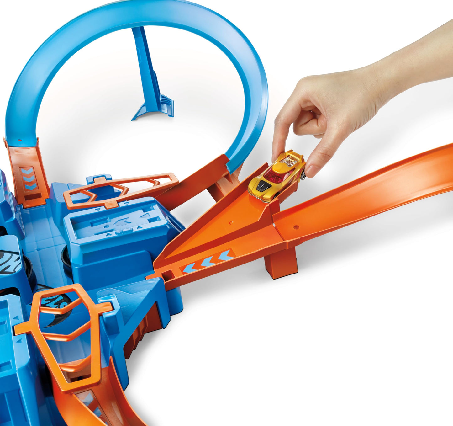 Hot Wheels Criss Cross Crash Motorized Track Set, 4 High Speed Crash Zones, 4-Way Booster, 4 Loops, Includes 1 Die-Cast Vehicle, 4 to 10 Years+, DTN42 - Amazon Exclusive