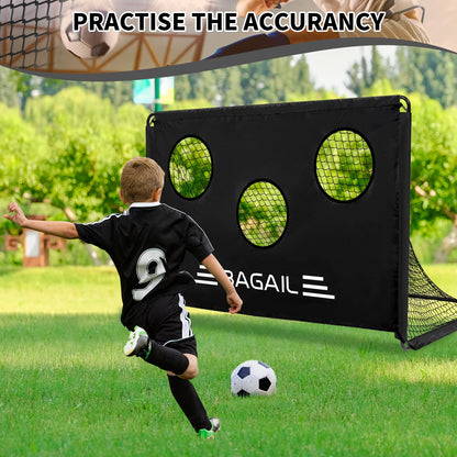 BAGAIL Upgraded Soccer Goal with Target, 2-In-1 Designed, Football Goal, Portable Carry Bag, Easy to Set up, Ideal for Garden Shooting Training and Recreational Matches, 180x120cm