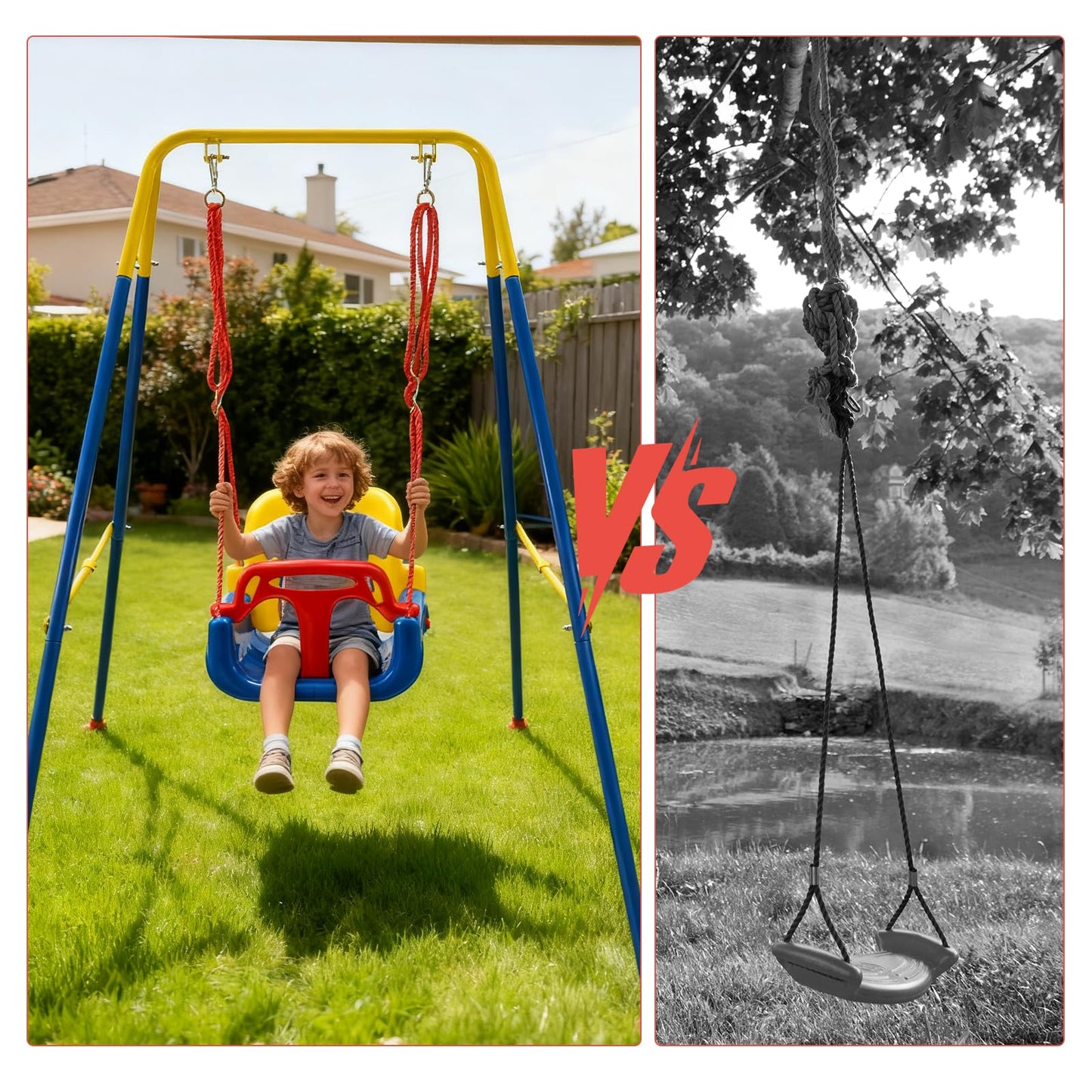 SUNNYNEST Toddler Swing Heavy-Duty Kid Swing with Safety Harness 158CM Folding Swing Set Outdoor Garden or Home Play Equipment Children Indoor Swings for 3-in-1 Toddler Swing Set (Blue)