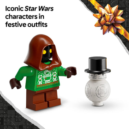 LEGO Star Wars Advent Calendar 2025 featuring 24 surprises, 2 minifigures, and 5 droid figures for Christmas countdown.