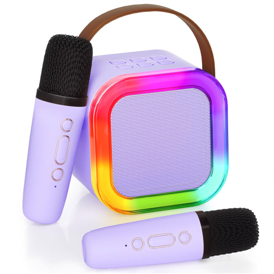 Ankuka portable karaoke machine for kids and adults with wireless microphone, purple color, Bluetooth speaker, ideal for birthday gifts