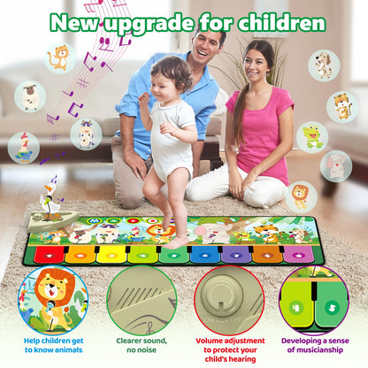 Rodzon Toys for 1-4 Year Old Boys Girls, Musical Play Mat with 9 Piano Keyboard, Piano Dance Mat Built in 19 Sounds & Recording Function for Toddlers Infant Kids Birthday Gifts Present Early Education