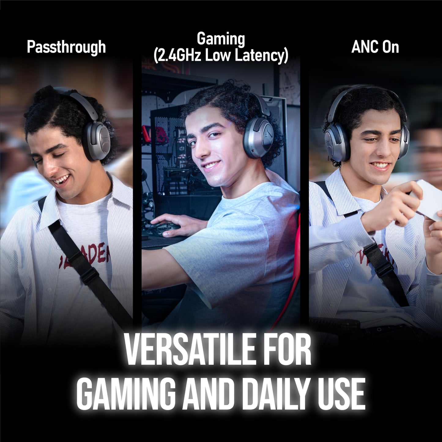 OXS Storm A2 wireless gaming headset with active noise cancellation, over-ear design, microphone, Bluetooth 5.4, and 70-hour battery.