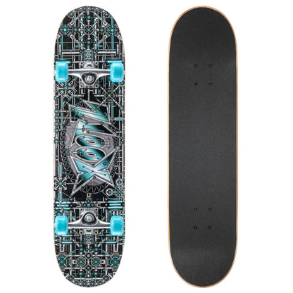 Xootz Kids Skateboard, Double Kick Trick Skate Board with Maple Deck, for Boys & Girls, Multiple Designs, 31 inch