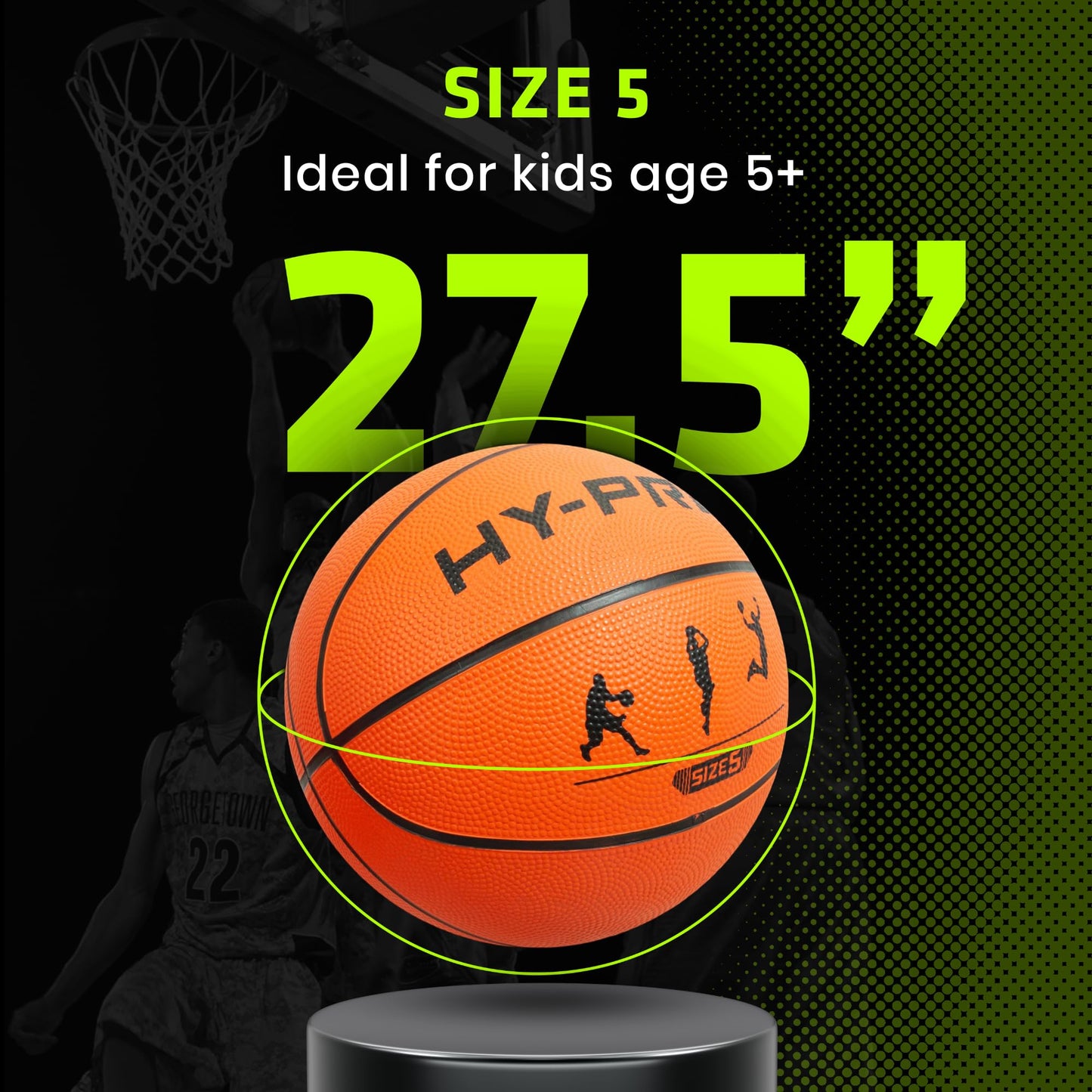 Hy-Pro Basketball Size 5 – Basketball Ball with Durable Rubber Compound, High Bounce, Pimpled Grip for Enhanced Control, Recreational Ball for Home and Court Play, Outdoor Indoor Basket Ball, Tan