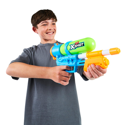 Green XSHOT Water Fast-Fill 80s Super Splash water blaster with 33ft range, 500ml tank, vintage style for outdoor summer fun.