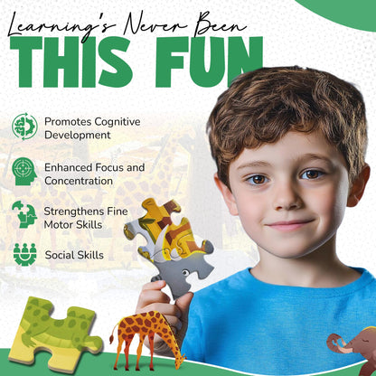 Safari Puzzle for Kids Ages 3–8 – 60-Piece Montessori Floor Puzzle for Boys & Girls | Travel Toy, Toddler Learning Game & Gift for 3 4 5 Year Olds | Migratory Wonders Jigsaw