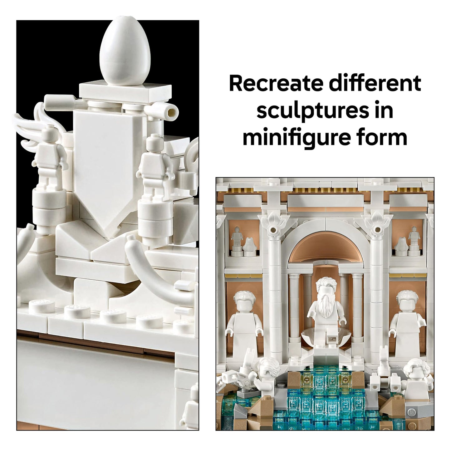 LEGO Architecture Trevi Fountain - Baroque Monument Model Kit with Palazzo Poli Facade & Minifigure Sculptures - Home or Office Decor DIY Set for Adults - Gift for History-Loving Men & Women - 21062