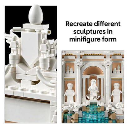 LEGO Architecture Trevi Fountain - Baroque Monument Model Kit with Palazzo Poli Facade & Minifigure Sculptures - Home or Office Decor DIY Set for Adults - Gift for History-Loving Men & Women - 21062