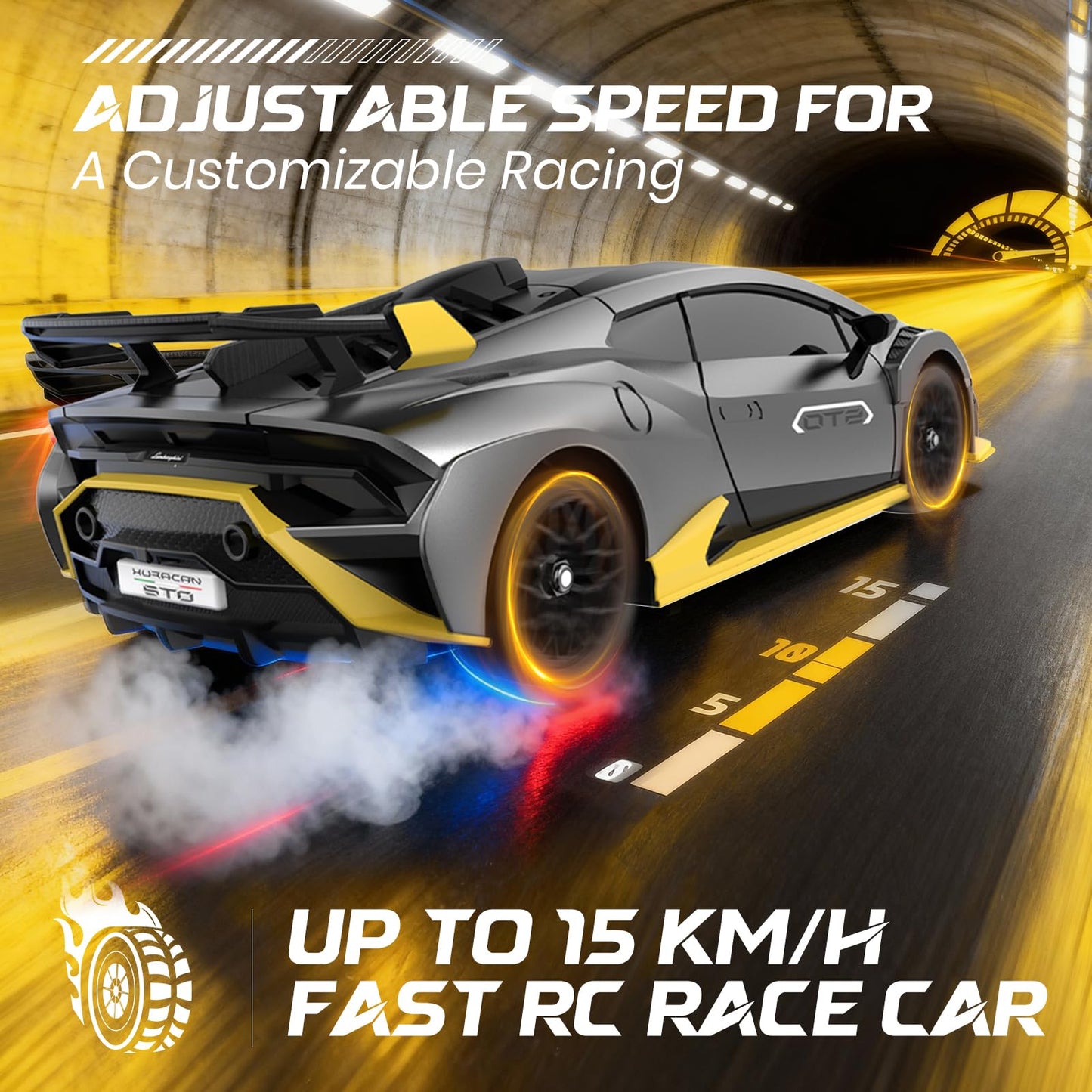 LUXOS RC Lamborghini Remote Control Cars, 1:18 Scale Officially Licensed Lamboghini Toy Car, Cool RC Car Toys for 4 5 6 7 8 9 10 11 12 Year Old Boys Kids Adults Gifts,15km/h Fast RC Drift Cars (Grey)