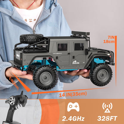 SIMREX 1:12 Scale All-Terrain Remote Control Car, 4WD RC Cars with 2.4 GHz, RC Climbing Truck, IPX4 Waterproof Off-Road Vehicle with Two Rechargeable Batteries, for Kids Teens Adults
