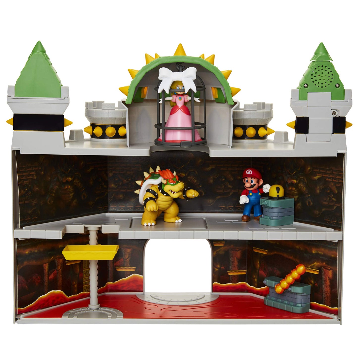 Nintendo Super Mario Deluxe Bowser's Castle Playset with 2.5" Exclusive Articulated Bowser Action Figure, Interactive Play Set with Authentic in-Game Sounds