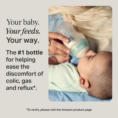 Tommee Tippee Advanced Anti-Colic Baby Bottles for 0m+, Pack of 6 260ml Baby Bottles, with Slow Flow Breast-Like Teat for a Natural Latch, Self-Sterilising and BPA Free, Baby Feeding Essentials