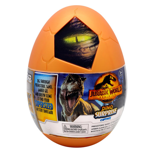 Jurassic World CAPTIVZ DOMINION SURPRISE EGG. DOMINION MOVIE EXCLUSIVE SUPER SIZED POP N LOCK DINOS. SAND, AMBER SAP, BIOSYN LAB SLIME