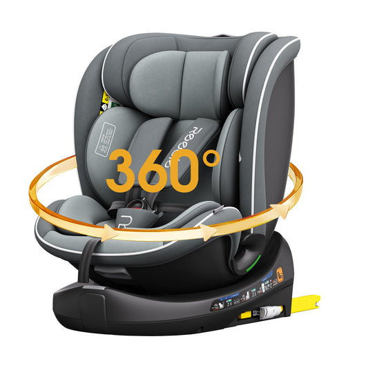 Reecle I-Size 360 Swivel Baby Car Seat, 40-150cm (0-12 Years), Compatible with ISOFIX (Grey)