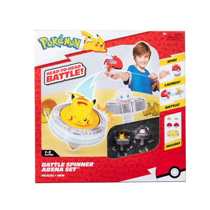Pokémon Battle Spinner Arena Set with two battle spinners and two Poké Ball launchers on a colorful arena backdrop.