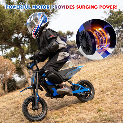 EVERCROSS EV12M Kids Ride On Motorcycle, Electric Motorcycle with 300W Motor, 5/7.5/15.5 MPH Speed Modos, 9.3Miles Long-Range, 12'' Pneumatic Tire, Motor Cross for Ages 3-12 Children