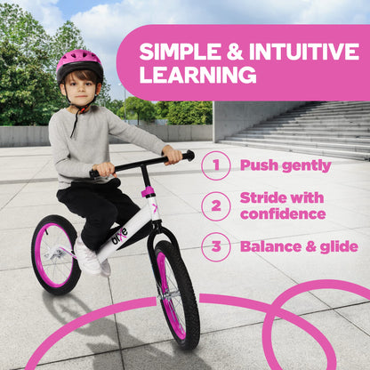 Bixe Balance Bike - 40.6 cm (16") Big Kids' Training Bikes - Kids Balance Bike Designed for Children Ages 4 to 9 - No Pedal Push Bicycle for Boys or Girls - Pink